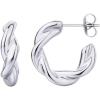 image:imagePAVOI Waterproof Hoop Earrings for Women  14K Gold Plated Chunky Dome Square Twisted Huggie Hoops  Stainless Steel Gold Earrings Bold JewelryWhite Gold