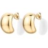image:imagePAVOI Waterproof Hoop Earrings for Women  14K Gold Plated Chunky Dome Square Twisted Huggie Hoops  Stainless Steel Gold Earrings Bold JewelryYellow Gold