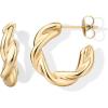 image:imagePAVOI Waterproof Hoop Earrings for Women  14K Gold Plated Chunky Dome Square Twisted Huggie Hoops  Stainless Steel Gold Earrings Bold JewelryYellow Gold