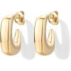 image:imagePAVOI Waterproof Hoop Earrings for Women  14K Gold Plated Chunky Dome Square Twisted Huggie Hoops  Stainless Steel Gold Earrings Bold JewelryYellow Gold