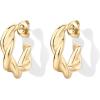 image:imagePAVOI Waterproof Hoop Earrings for Women  14K Gold Plated Chunky Dome Square Twisted Huggie Hoops  Stainless Steel Gold Earrings Bold JewelryYellow Gold