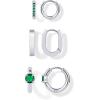 image:imagePAVOI Waterproof Huggie Hoop Earrings Set for Women  Stainless Steel Pack of 3 with Cubic Zirconia  Huggie Hoops Luxe Styles  Trendy Fashion Piercing JewelryWhite Gold