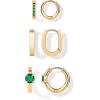 image:imagePAVOI Waterproof Huggie Hoop Earrings Set for Women  Stainless Steel Pack of 3 with Cubic Zirconia  Huggie Hoops Luxe Styles  Trendy Fashion Piercing JewelryYellow Gold