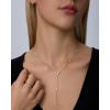 image:imagePAVOI Waterproof Lariat Long Necklaces for Women 14K Gold Plated Y Chain Lariat Necklace with Cubic Zirconia  Stainless Steel Drop Chain Trendy JewelryYellow Gold
