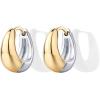 image:imagePAVOI Waterproof Reversible Chunky Hoop Earrings with Mixed Metals  14K Gold Plated Thick Two Tone Hoop Earrings Two Ways  Stainless Steel Hypoallergenic Statement Jewelry12 Millimeters