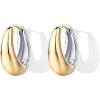 image:imagePAVOI Waterproof Reversible Chunky Hoop Earrings with Mixed Metals  14K Gold Plated Thick Two Tone Hoop Earrings Two Ways  Stainless Steel Hypoallergenic Statement Jewelry18 Millimeters