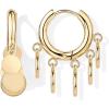 image:imagePAVOI Waterproof Gold Dangle Earrings for Women  14K Gold Plated Round Charm Drop Dangle Huggie Earrings  Dainty Lightweight Stainless Steel Trendy Summer JewelryYellow Gold