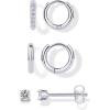 image:imagePAVOI Waterproof Huggie Hoop Earrings Set for Women  Stainless Steel Pack of 3 with Cubic Zirconia  Huggie Hoops Stud amp Luxe Styles  Trendy Fashion Piercing JewelryWhite Gold