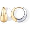 image:imagePAVOI Waterproof Reversible Chunky Hoop Earrings with Mixed Metals  14K Gold Plated Thick Two Tone Hoop Earrings Two Ways  Stainless Steel Hypoallergenic Statement Jewelry12 Millimeters