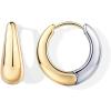 image:imagePAVOI Waterproof Reversible Chunky Hoop Earrings with Mixed Metals  14K Gold Plated Thick Two Tone Hoop Earrings Two Ways  Stainless Steel Hypoallergenic Statement Jewelry18 Millimeters