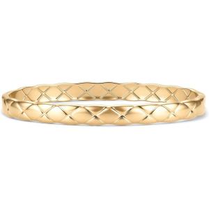 image:imagePAVOI Waterproof Bangle Bracelets for Women  14K Gold Plated Dainty Quilted Hinged Bangle Stack  Stainless Steel Gold Bracelet Trendy Fashion JewelryYellow Gold