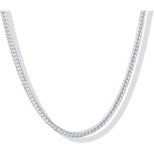 image:imagePAVOI Waterproof Chain Necklace for Women  14K Gold Plated Flat Curb Herringbone Snake Rope Figaro Cuban Link amp Paperclip Necklace  Trendy Stainless Steel Chain Fashion JewelryWhite Gold
