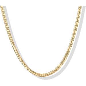image:imagePAVOI Waterproof Chain Necklace for Women  14K Gold Plated Flat Curb Herringbone Snake Rope Figaro Cuban Link amp Paperclip Necklace  Trendy Stainless Steel Chain Fashion JewelryYellow Gold