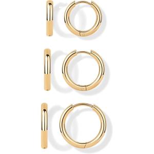 image:imagePAVOI Waterproof Hoop Earrings Set for Women  Stainless Steel MultiPack with Cubic Zirconia  Small amp Chunky Huggie Thin Hoops Cascade Graduated Styles  Trendy Fashion Piercing JewelryYellow Gold