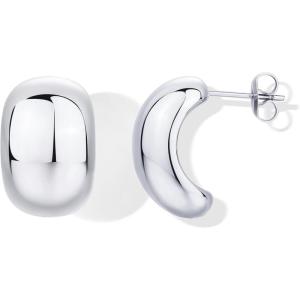 image:imagePAVOI Waterproof Hoop Earrings for Women  14K Gold Plated Chunky Dome Square Twisted Huggie Hoops  Stainless Steel Gold Earrings Bold JewelryWhite Gold