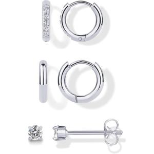 image:imagePAVOI Waterproof Huggie Hoop Earrings Set for Women  Stainless Steel Pack of 3 with Cubic Zirconia  Huggie Hoops Stud amp Luxe Styles  Trendy Fashion Piercing JewelryWhite Gold