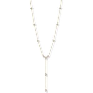 image:imagePAVOI Waterproof Lariat Long Necklaces for Women 14K Gold Plated Y Chain Lariat Necklace with Cubic Zirconia  Stainless Steel Drop Chain Trendy JewelryYellow Gold