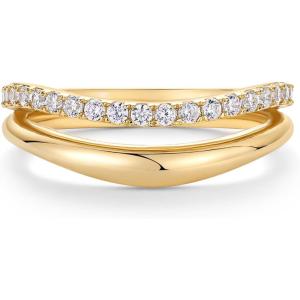 image:imagePAVOI 14K Gold Plated Wavy Split Ring  Wave Gold Stackable Rings for Women with Cubic Zirconia  Dainty Wedding Band  Trendy Bridal Fashion JewelryYellow Gold