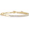 image:imagePAVOI 14K Gold Plated Paperclip Tennis Bracelets for Women  Link Chain Gold Bracelet for Women with Cubic Zirconia  Adjustable Trendy Bridal JewelryYellow Gold