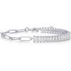 image:imagePAVOI 14K Gold Plated Paperclip Tennis Bracelets for Women  Link Chain Gold Bracelet for Women with Cubic Zirconia  Adjustable Trendy Bridal JewelryWhite Gold