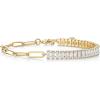 image:imagePAVOI 14K Gold Plated Paperclip Tennis Bracelets for Women  Link Chain Gold Bracelet for Women with Cubic Zirconia  Adjustable Trendy Bridal JewelryYellow Gold