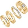 image:imagePAVOI 14K Gold Plated Stackable Rings for Women  Dainty Stackable Gold Ring Set of Four with Cubic Zirconia MultiBands  Trendy Fashion JewelryYellow Gold
