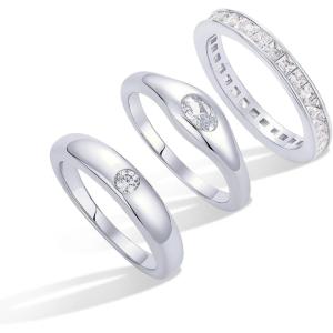 image:imagePAVOI 14K Gold Plated Stackable Rings for Women  Dainty Stackable Gold Ring Set of Three with Cubic Zirconia MultiBands  Trendy Fashion JewelryWhite Gold