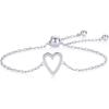 image:imagePAVOI 14K Gold Plated Matching Heart Charms Solitaire Bracelet Set for Women  Adjustable Valentines Day Love Friendship Two Bracelet Pack2Piece Set