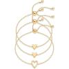 image:imagePAVOI 14K Gold Plated Matching Heart Charms Solitaire Bracelet Set for Women  Adjustable Valentines Day Love Friendship Two Bracelet Pack3Piece Set