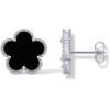 image:imagePAVOI 14K Gold Plated Clover Earrings for Women  Clover Stud Earrings Mother of Pearl amp Onyx Gemstone  Lucky Flower Design Huggie Hoop Trendy JewelryWhite Gold