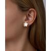 image:imagePAVOI 14K Gold Plated Clover Earrings for Women  Clover Stud Earrings Mother of Pearl amp Onyx Gemstone  Lucky Flower Design Huggie Hoop Trendy JewelryYellow Gold