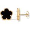 image:imagePAVOI 14K Gold Plated Clover Earrings for Women  Clover Stud Earrings Mother of Pearl amp Onyx Gemstone  Lucky Flower Design Huggie Hoop Trendy JewelryYellow Gold