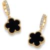 image:imagePAVOI 14K Gold Plated Clover Earrings for Women  Clover Stud Earrings Mother of Pearl amp Onyx Gemstone  Lucky Flower Design Huggie Hoop Trendy JewelryYellow Gold