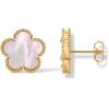 image:imagePAVOI 14K Gold Plated Clover Earrings for Women  Clover Stud Earrings Mother of Pearl amp Onyx Gemstone  Lucky Flower Design Huggie Hoop Trendy JewelryYellow Gold