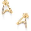 image:imagePAVOI 14K Gold Plated Stud Earrings for Women  Minimalist Gold Huggie Hoop Earrings with Round Cubic Zirconia  Hypoallergenic Dainty Trendy JewelryYellow Gold