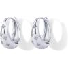 image:imagePAVOI Waterproof Gold Hoop Earrings for Women  14K Gold Plated Chunky Huggie Hoop Earrings with Cubic Zirconia Starburst  Stainless Steel Trendy Summer Fashion JewelryWhite Gold