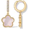 image:imagePAVOI 14K Gold Plated Clover Earrings for Women  Clover Stud Earrings Mother of Pearl amp Onyx Gemstone  Lucky Flower Design Huggie Hoop Trendy JewelryYellow Gold