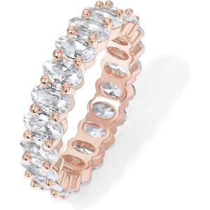 image:imagePAVOI 14K Gold Plated Eternity Ring for Women  Statement Eternity Band Rings with Oval Cubic Zirconia  Stackable Wedding Band  Love Engagement Trendy Bridal JewelryRose Gold