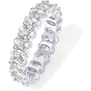image:imagePAVOI 14K Gold Plated Eternity Ring for Women  Statement Eternity Band Rings with Oval Cubic Zirconia  Stackable Wedding Band  Love Engagement Trendy Bridal JewelryWhite Gold