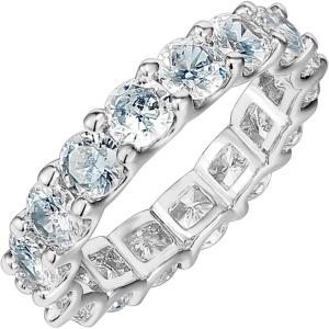 image:imagePAVOI 14K Gold Plated Eternity Ring for Women  Statement Eternity Band Rings with Round Cubic Zirconia  Stackable Wedding Band  Love Engagement Trendy Bridal JewelryWhite Gold