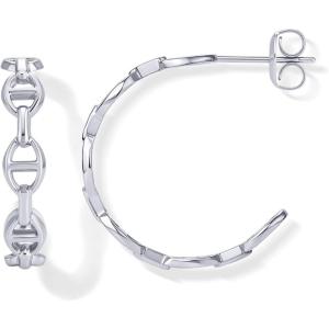image:imagePAVOI Waterproof Chain Hoop Earrings for Women  14K Gold Plated Anchor Link Huggie Hoop Chain Earrings  Stainless Steel Lightweight Statement JewelryWhite Gold