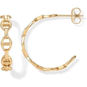 image:imagePAVOI Waterproof Chain Hoop Earrings for Women  14K Gold Plated Anchor Link Huggie Hoop Chain Earrings  Stainless Steel Lightweight Statement JewelryYellow Gold