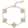 image:imagePAVOI 14K Gold Plated Bracelet for Women  Lucky Charm Four Leaf Clover Bracelet Station with Cubic Zirconia  Hypoallergenic Trendy Fashion Stackable Clover JewelryYellow Gold