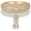 image:imagePAVOI 14K Gold Plated Dangle Wedding Ring for Women  Chunky Statement Gold Wedding Bands for Women with Cubic Zirconia  Bold Fashion Trendy Bridal Jewelry GiftYellow Gold