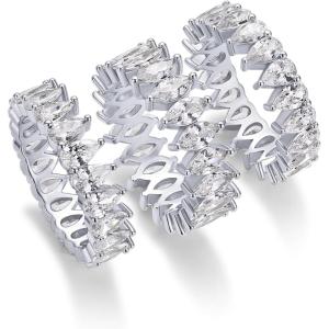 image:imagePAVOI 14K Gold Plated Eternity Ring Set  3 Ring Pack Stackable Wedding Bands for Women with Cubic Zirconia  Pear amp Marquise CZ Eternity Band Hypoallergenic Statement Bridal JewelryWhite Gold