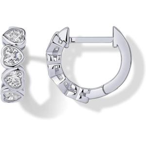 image:imagePAVOI 14K Gold Plated Huggie Earrings for Women  Gold Earrings Hoops with Heart Shaped Cubic Zirconia  Hypoallergenic Cartilage Trendy Fashion Huggie Hoop  Dainty Romantic Everyday JewelryWhite Gold