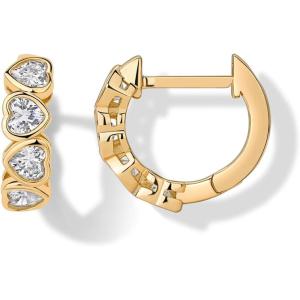 image:imagePAVOI 14K Gold Plated Huggie Earrings for Women  Gold Earrings Hoops with Heart Shaped Cubic Zirconia  Hypoallergenic Cartilage Trendy Fashion Huggie Hoop  Dainty Romantic Everyday JewelryYellow Gold