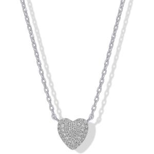 image:imagePAVOI 14K Gold Plated Necklaces for Women  Puffed Heart Pav Gold Necklace with Cubic Zirconia  Dainty Cute Heart Pendant Necklace Women  Trendy Hypoallergenic Romantic Everyday Jewelry GiftWhite Gold