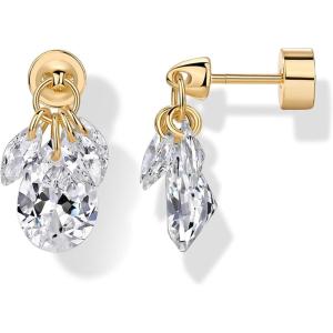 image:imagePAVOI 14K Gold Plated Stud Earrings for Women  Dangle Drop Cubic Zirconia Flatback Gold Stud Earrings  Marquise amp Pear CZ  Hypoallergenic Multiple Piercing Earscape Trendy JewelryYellow Gold