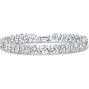 image:imagePAVOI 14K Gold Plated Tennis Bracelets for Women  Bridal Gold Tennis Bracelet with Pear Cubic Zirconia  Hypoallergenic Trendy CZ Jewelry  Elegant Bridal Wedding GiftWhite Gold